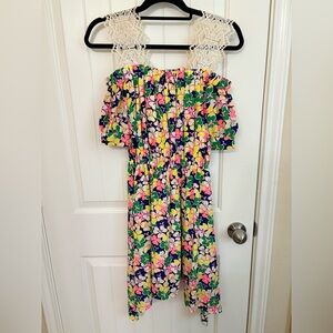 Multi color lace strap midi dress